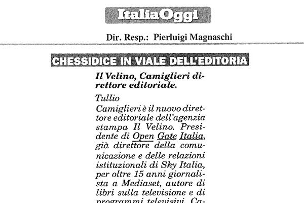 Tullio Camiglieri è il nuovo direttore editoriale de ‘Il Velino’