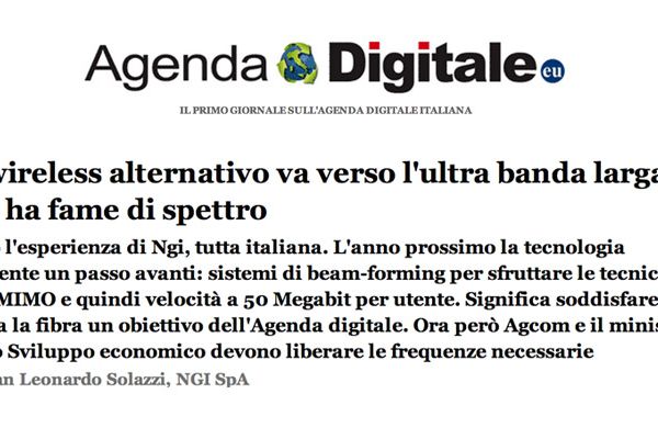 Agenda Digitale – Il wireless alternativo va verso l’ultra banda larga, ma ha fame di spettro