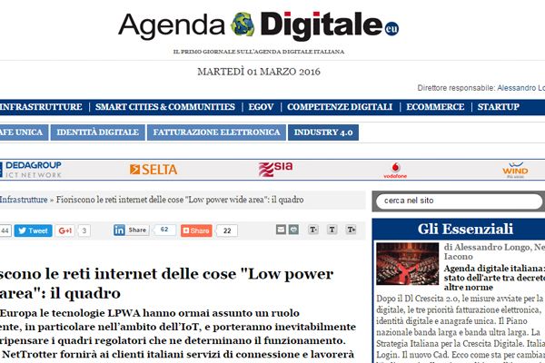 Fioriscono le reti internet delle cose “Low power wide area”: il quadro – di Gaetano Pellegrino, Andrea Morbelli, Federico Varacca